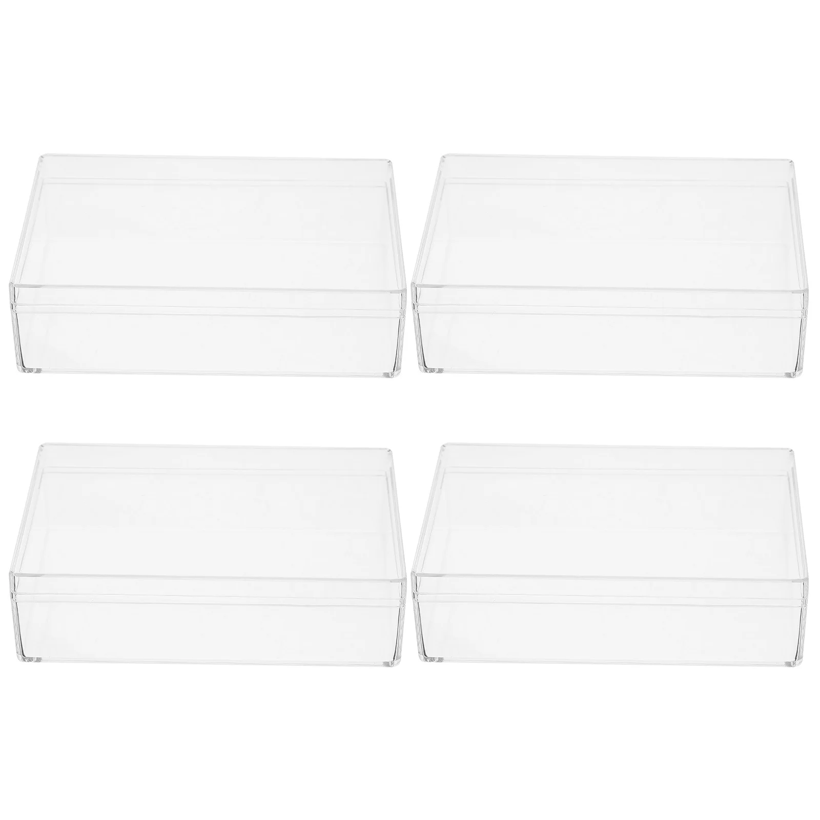 4Pcs Transparent Rectangular Jewelry Box Plastic Storage Organizer Bead Container Small Case for Jewelry Small Clear Box