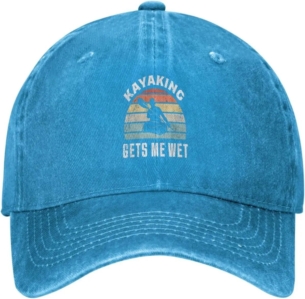 Kayaking Gets Me Wet Washed Baseball Cap Distressed Cotton Sun Hat Casual Outdoor Adjustable Dad Hat