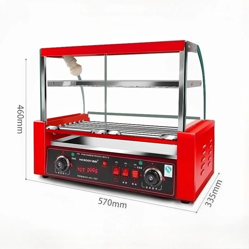 

1050W dual temperature control fully automatic hot dog grill hot dog machine Commercial 7-tube sausage grill machine