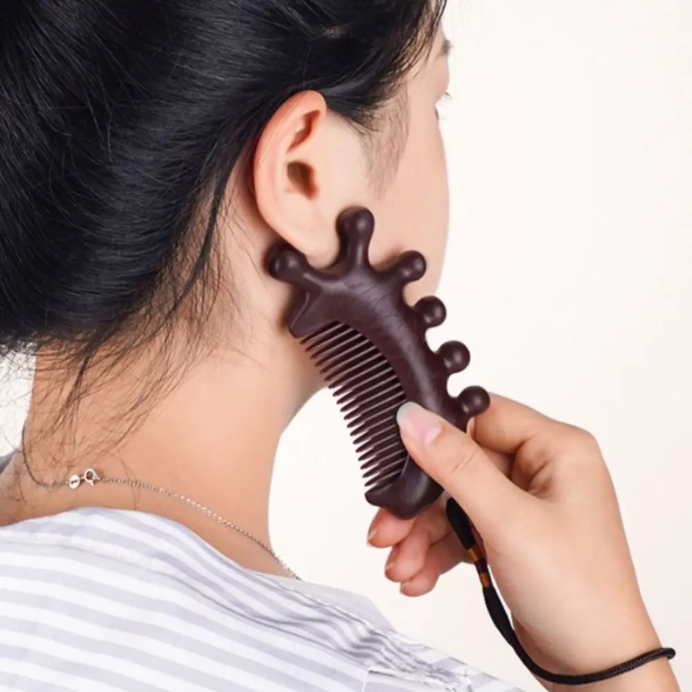 Multifunctional Body Meridian Massage Comb Sandalwood Help Blood Circulation Head Massage Comb Wide Tooth Head Neck Nose Cheeks