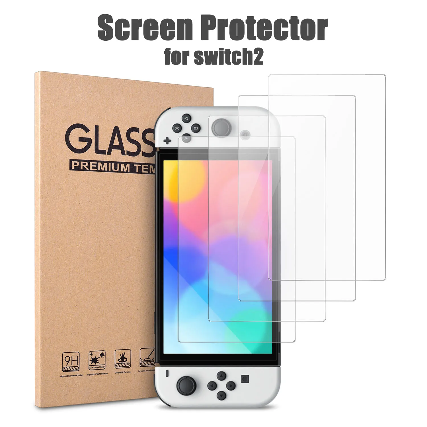 1/2/3 Buah Kaca Tempered Pelindung Layar untuk Switch 2 Transparan HD Bening Aksesori Pelindung Layar Antigores