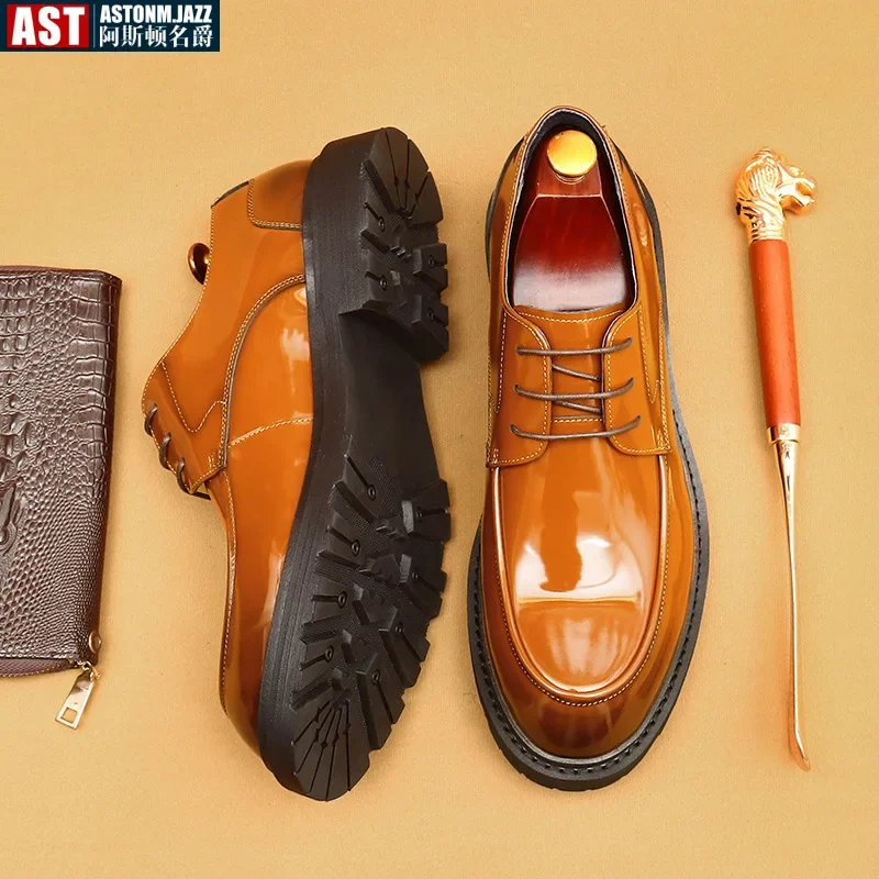 Genuine Leather Mens Formal Shoes Handmade Classic Whole Cut Oxfords Business Lace-up Plain Toe Wedding Dress Shoes for Men