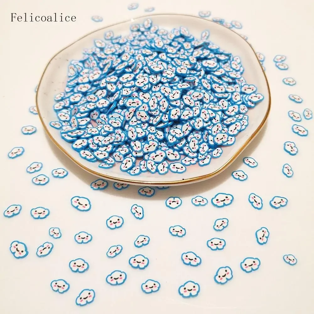 20g Smiley Cloud Polymer Hot Soft Clay Sprinkles สำหรับเล็บ Art CRAFT ชิ้นอุปกรณ์เสริมเมือก DIY โทรศัพท์กรณี decor