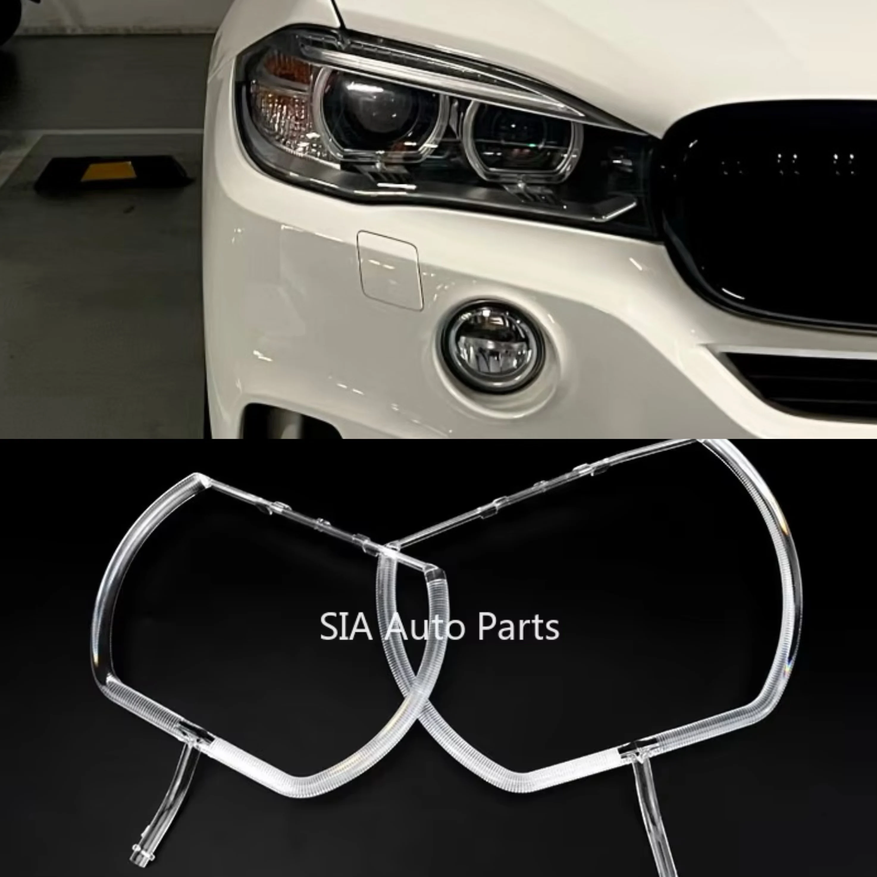 

NEW For BMW X5 X6 F15 F16 2014-2018 Car LOW DRL Headlight Light Guide Plate Daytime Running Light Tube Bar Angel Eye