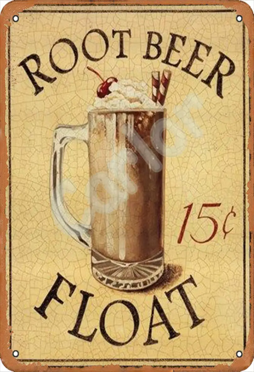 Carlor Root Beer Float Ice Cream Chic Vintage Wall Decor Metal Tin Sign 12 X 8 Inches