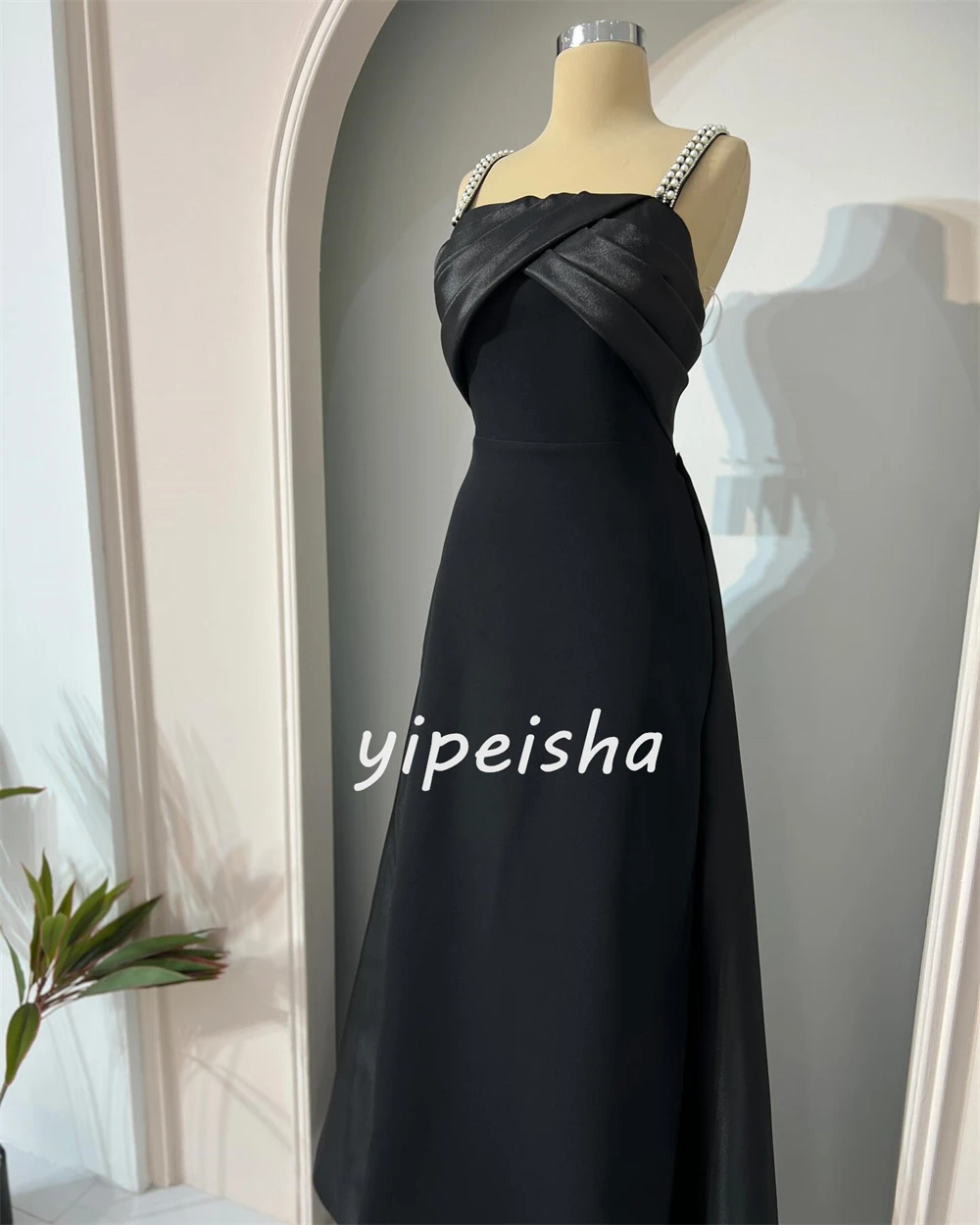 Customized Evening  Sexy Casual  Jersey Draped Pleat Wedding Party A-line Spaghetti Strap Bespoke Occasion Gown Long Dresses