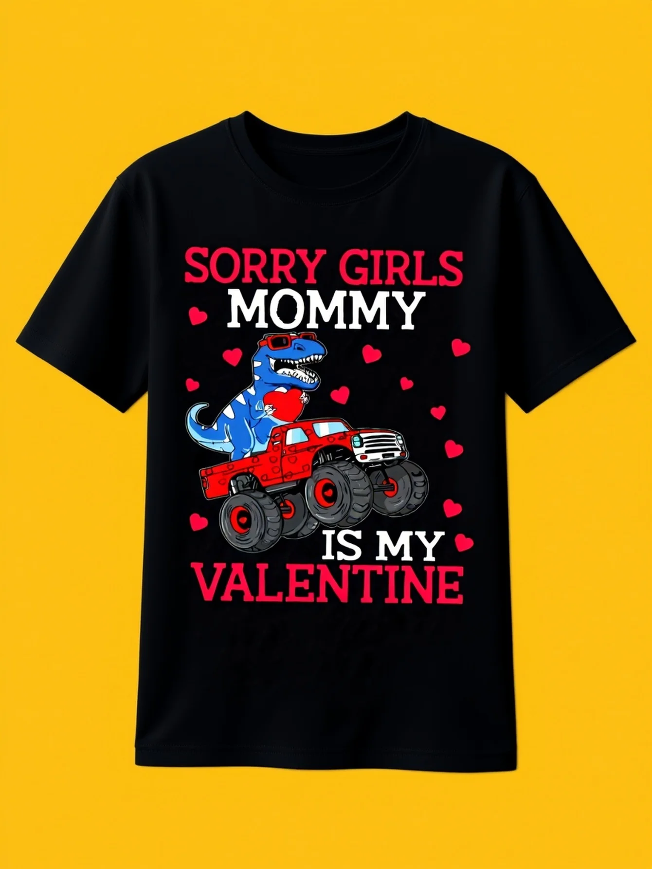 Boys Valentine's Day T‑Shirt, Dinosaur Heart & 