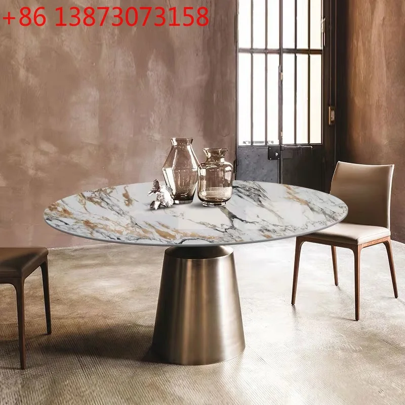 طاولة طعام ذات بلاطة صخرية ديلي فنغ بسيطة وخفيفة الوزن بتصميم إبداعي فاخر وجبة مستديرة