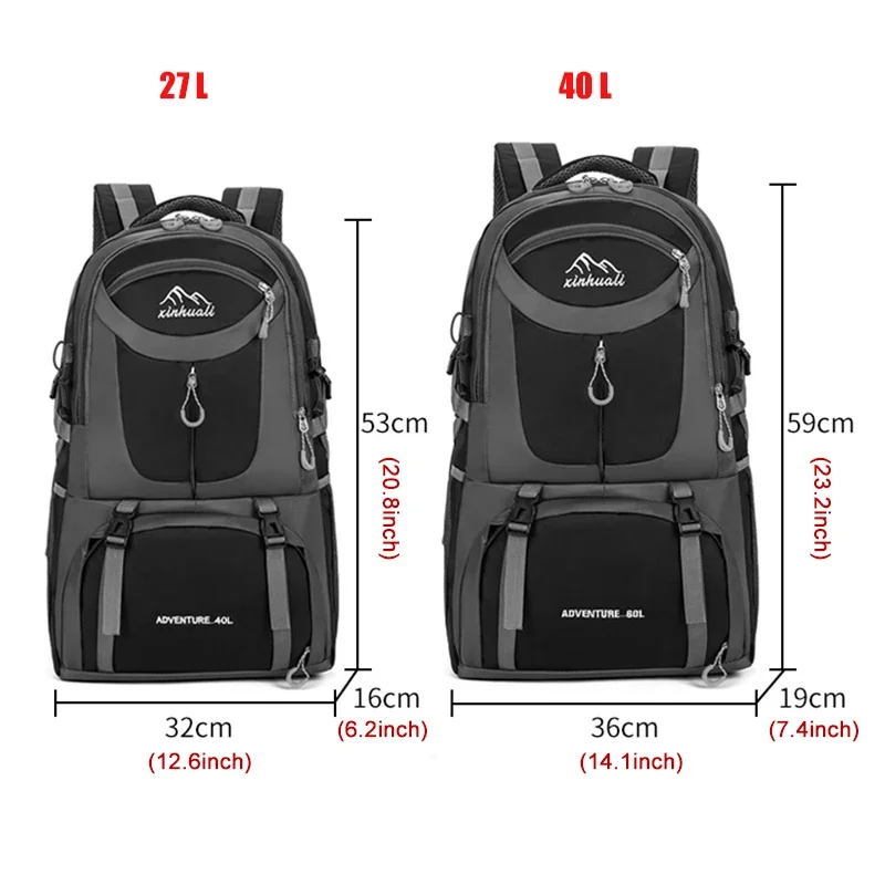 Imagem -03 - Mochila Preta de Montanhismo para Homens e Mulheres Mochila Esportiva Juvenil Mochila de Bagagem Multifuncional Mochila para Caminhadas e Viagem