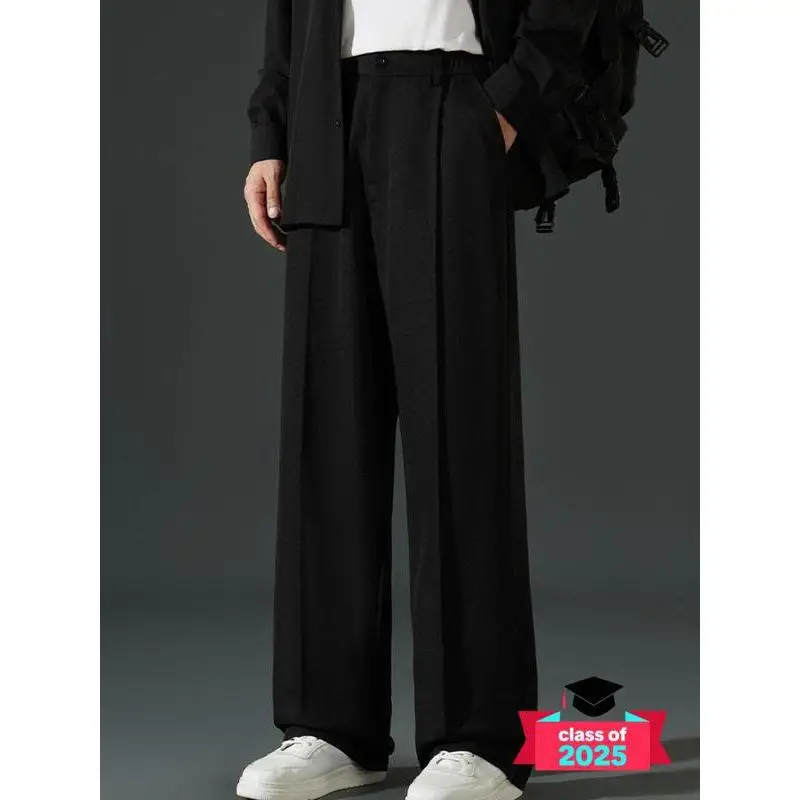 Men's Wide Leg Suit Pants Loose Fit Casual Trousers Comfortable Large Size Fashion Winter Collection Non-Stretch Fabric