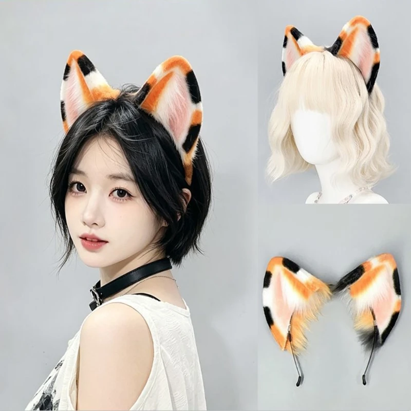 

Cute Cats Ear Headband Plush Soft Furry Animal Ears Hair Hoop Headwear For Women Girls Cosplay Party Role Play Daily Wear
