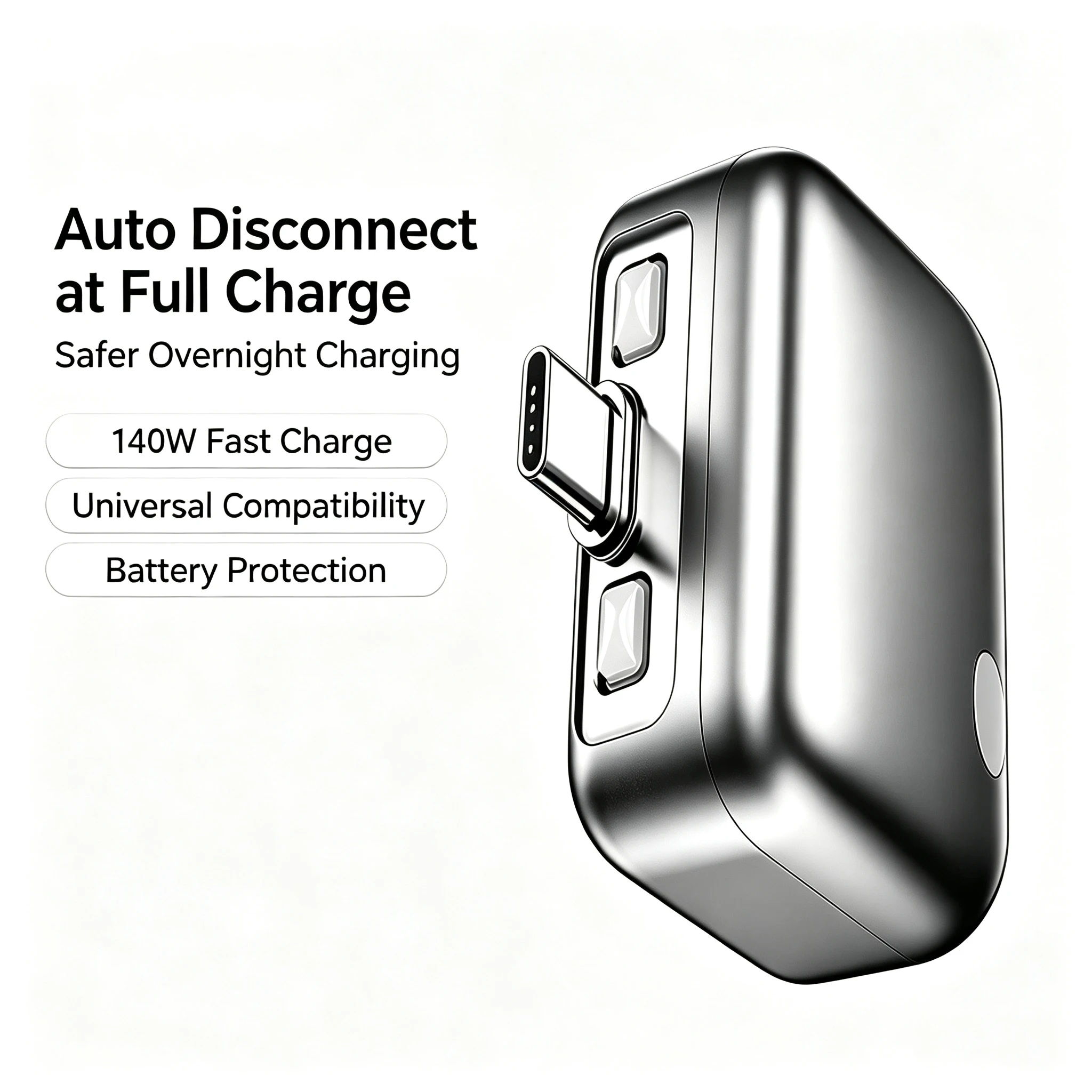 140W Smart Full Charge Separator Type-C Charging Adapter Overcharge protection Auto power-off for Type-C devices