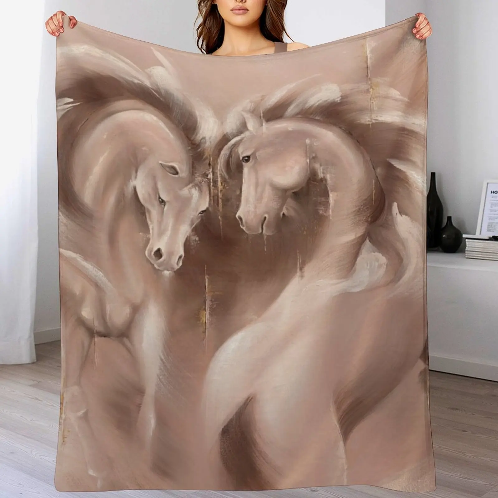 Tender Heart, Horses Throw Blanket Shaggy For Sofa Thin Blankets For Bed funny gift Blankets