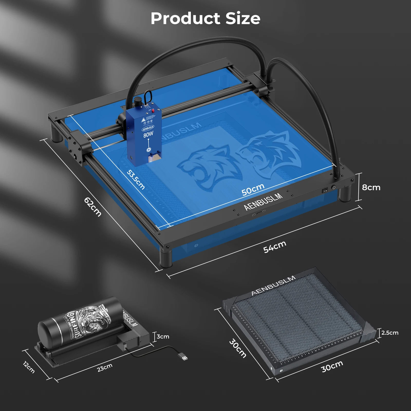 AENBUSLM Laser Engraver With Wifi Offline Control 80W Laser Engraving Cutting Machine 450nm Blue Light Cnc Machine Woodworking