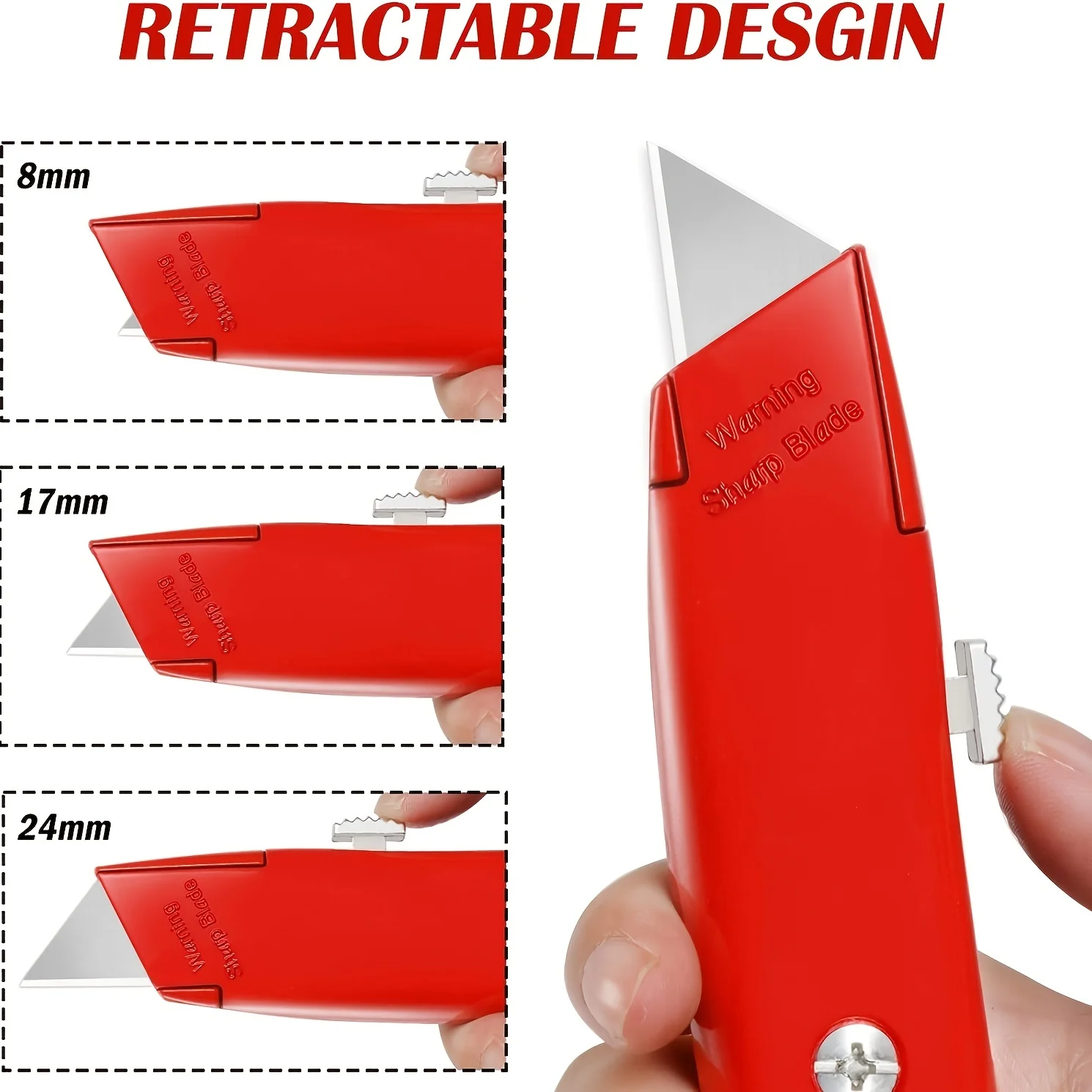 1 Pack Box Cutter Retractable with 10 Blades, Heavy Duty Retractable Razor Knife Utility Knife