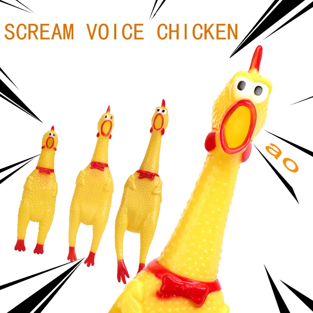 Funny Screaming Chicken Dog Toy Squeeze Sound Shrilling Squeak Vent Chicken Toys Decompression Tool For Dogs Pet Supplies