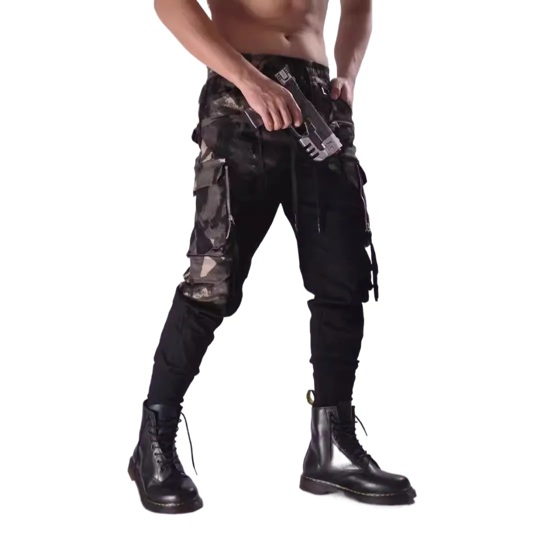 

Men's High Street Tactical Pants With Multi Pockets Fashion Hip Hop Harem Joggers Techwear Cargo Trousers Camouflage Patchwork