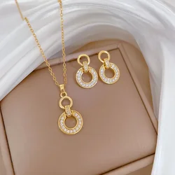 Fashionable Double-ring 8-character Light Luxury Banquet Wedding Necklace, Exquisite and Versatile Clavicle Chain Jewelry Set