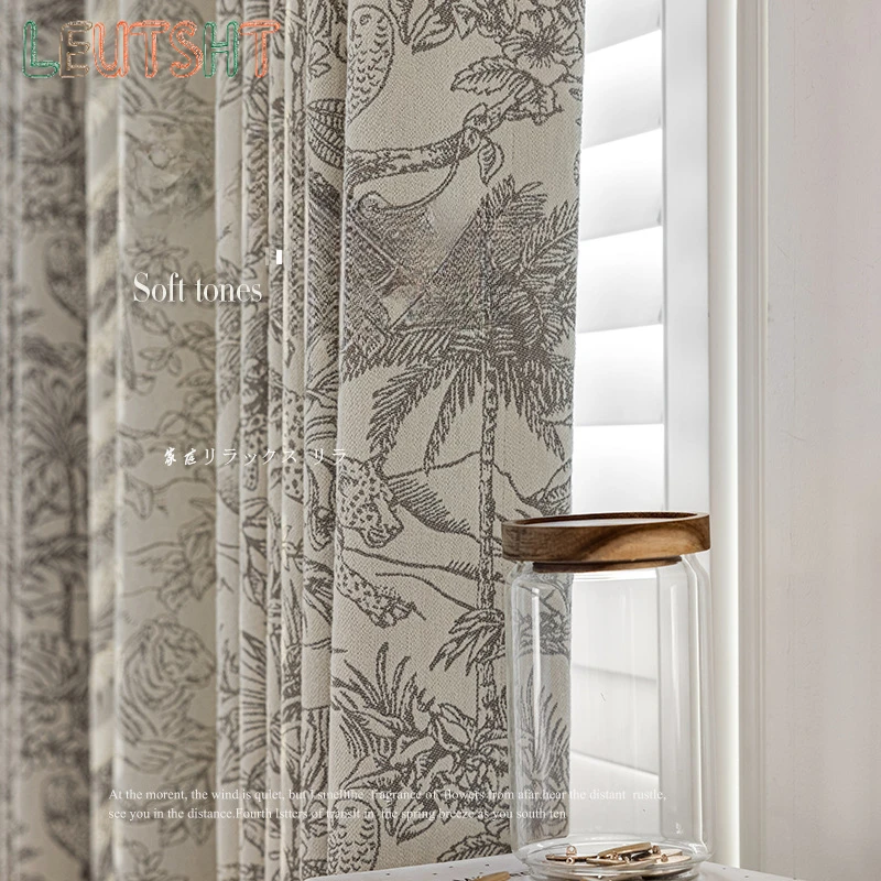 Modern Simple American Double Sided Chenille Jacquard BlackoutCurtains for Luxury Living Room Bedroom Window Decor