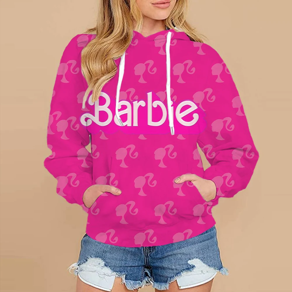 Barbie Hoodie Autumn and Winter Style Ins Loose Jacket Anime Kawaii Sweatshirt for Women Clothing Birthday Gifts