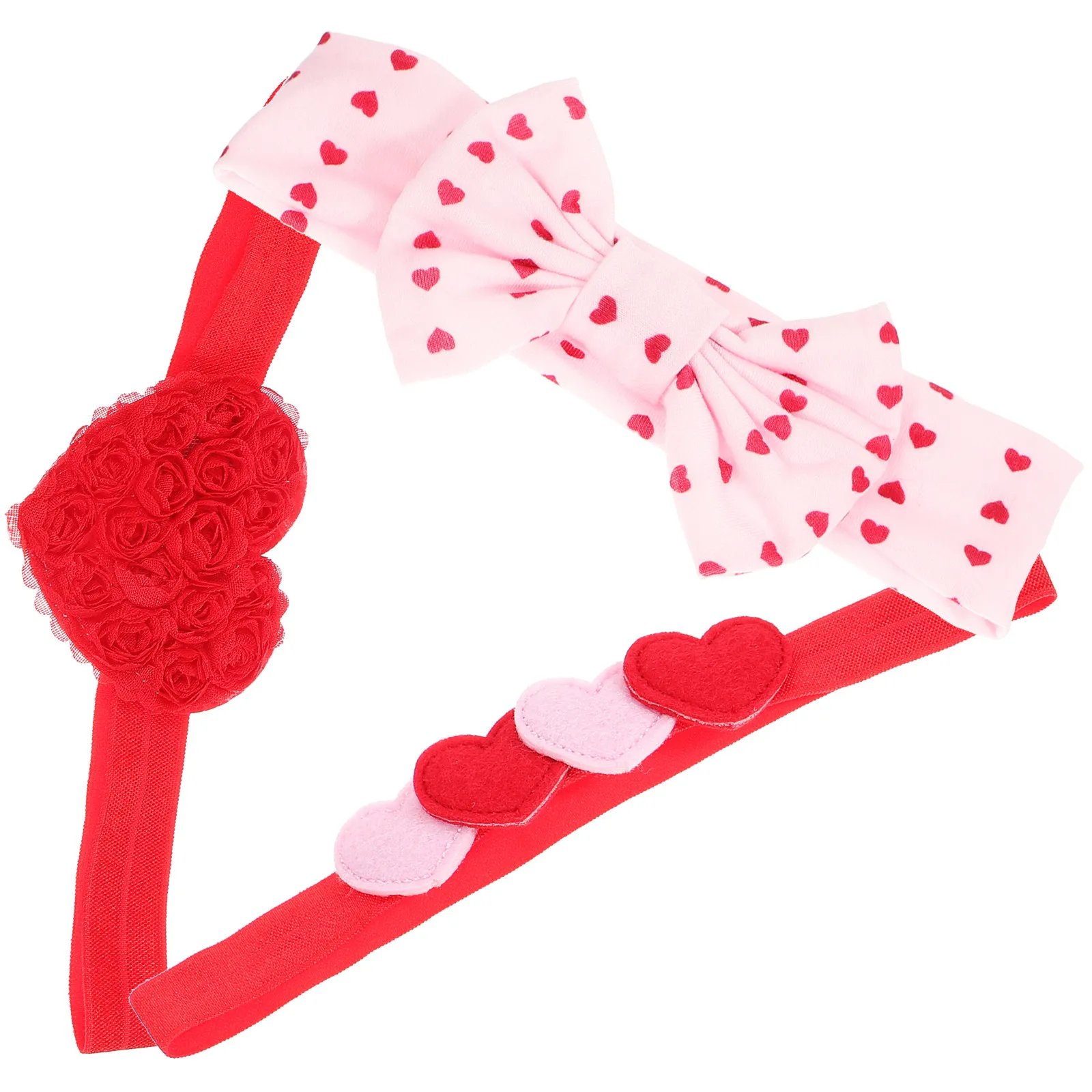 

3Pcs Creative Heart Rose Flower Headbands for Baby Girls Newborns Toddlers Infants Cute Comfortable Party Photography Hair