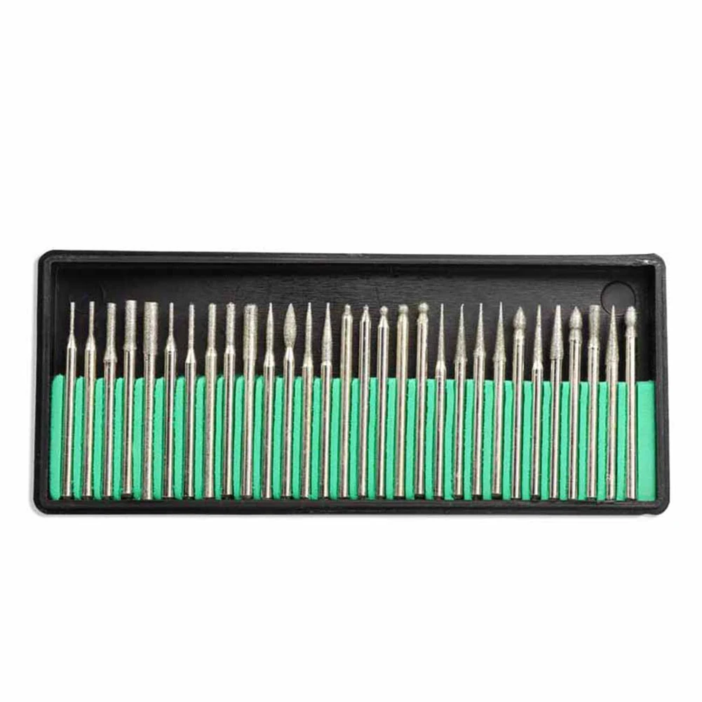 30 Piece Emery Burs with 2.35mm Shank for Electric Grinder Power Tools Used in Nail Enhancement and General Material Processing