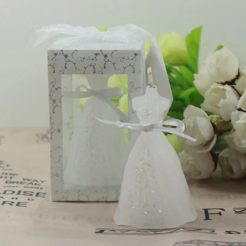 20pcs/lot wedding favors Wedding Gown Candle in Designer “Window Shop” Gift Box candle favors