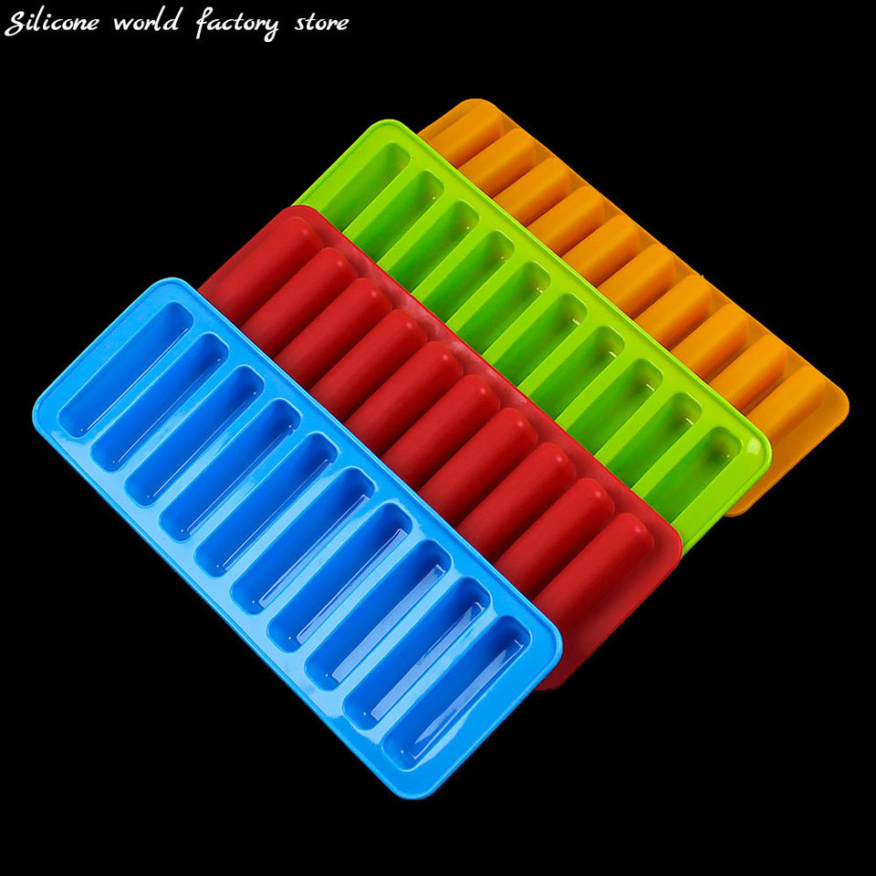  Silicone World Long Strip Silicone Ice Grid Mold Ice Cube Molds Finger Cookies Chocolate Baking Mold DIY Teeth Grinding Rod 