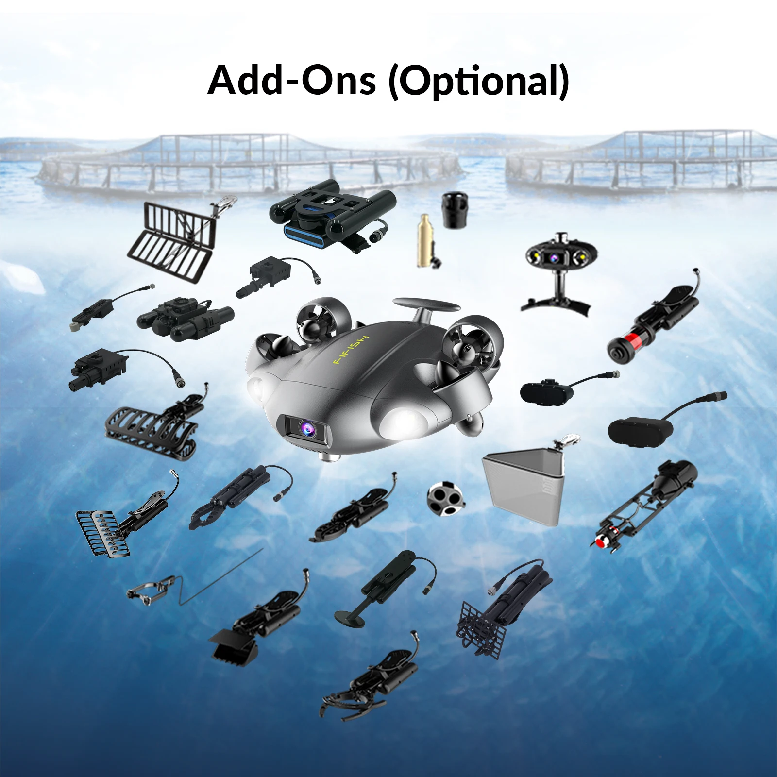 Fifish V6E Mini Rov Tàu Ngầm Lặn Dưới Nước Máy Bay Không Người Lái Với Camera 4K 14400MAH 6000 Lumen VR Dưới Nước Robot Cho cứu Hộ