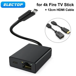 ELECTOP Ethernet Switch Fire TV Stick 4k Micro USB do Ethernet Adapter 100M Karta sieciowa do routera Fire TV Stick z kablem 12 cm