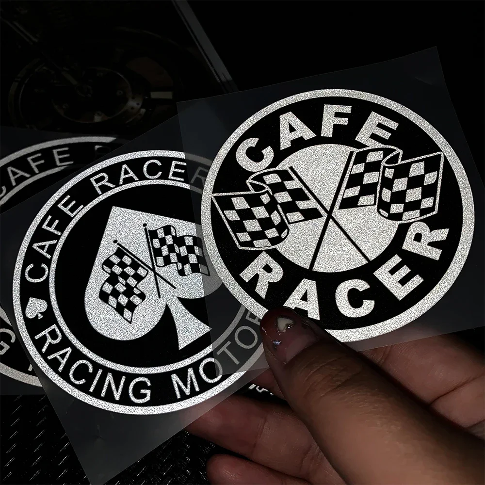 Cafe Racer Motorbike Motorcycle Sticker Retro Helmet Chequered Stickers Vintage Motocross Decals Car Styling Rocker Biker