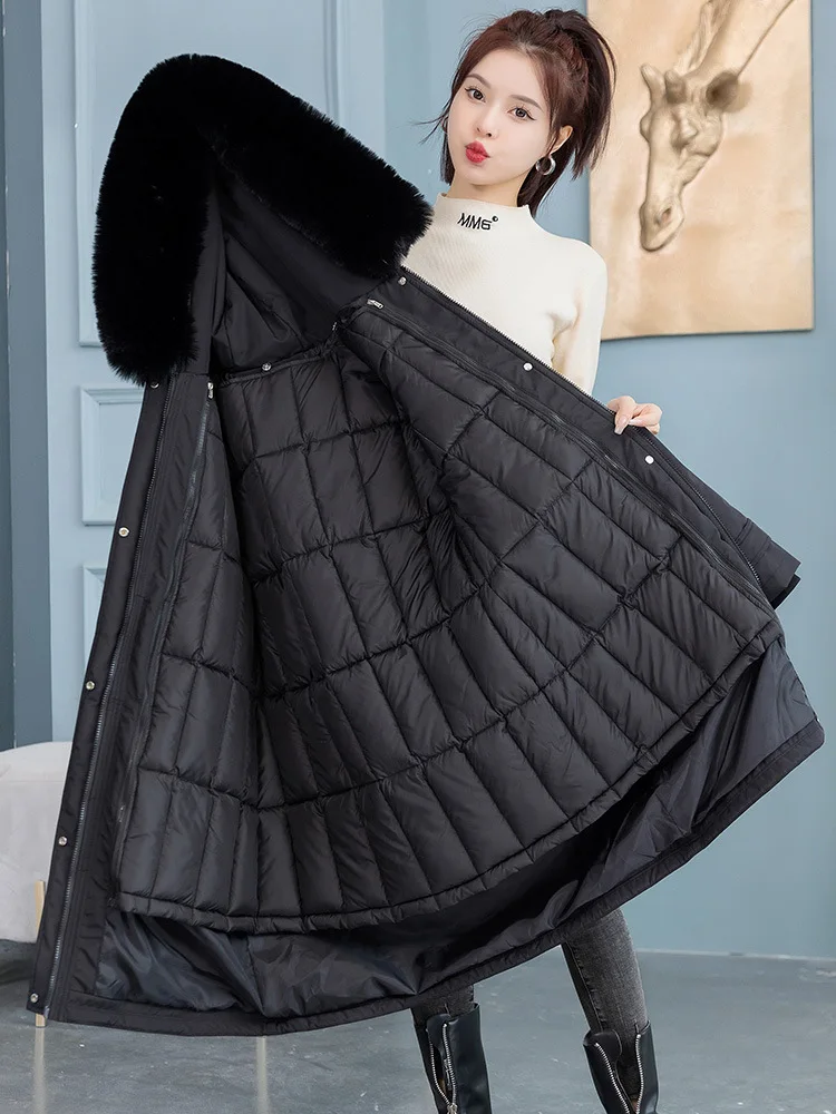 

Parkas Doublesidef Womens Autumn Layering Silhouette Down Anti-Static Slim-Fitting Thickened Emo Splicing Feminino Personalized