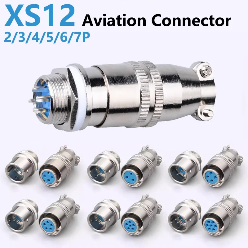 

5/20/100PCS XS12 2/3/4/5/6/7Pins Aviation Connector Plug XS12J2Y Push-Pull Circular Quick connectors 12mm Socket