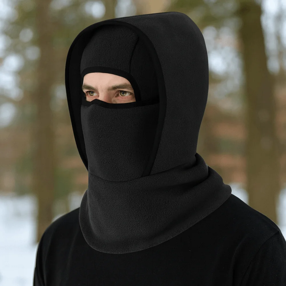 Double Layer Balaclava Cycling Cap Neck Protection Cold-proof Ski Windproof Cap Windproof Fleece Warm Hat Mask Women Men