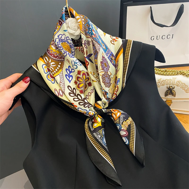 100% Real Silk Scarf New 70CM Natural Shawl Wraps Women Ladies Fashion Scarves Foulard Bandana Square Headband Hijab Pashmina