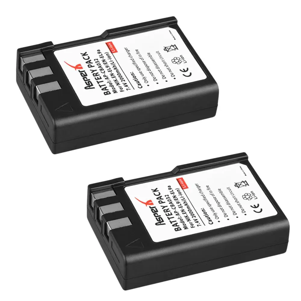 

2Pc 2000mAh EN-EL9 ENEL9 EN-EL9a ENEL9a EN EL9 EL9a camera Bateria Li-ion Battery For Nikon EN-EL9a D40 D60 D40X D5000 D3000