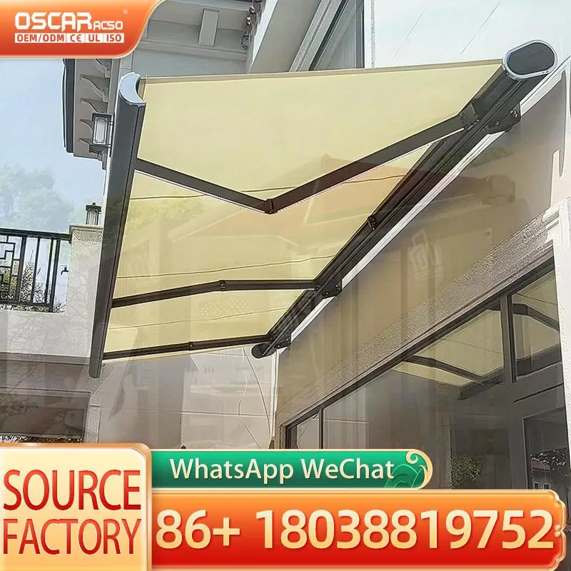 

4*3M Motorized Retractable Full Cassette Awning Heavy Duty Canopy Remote Control Aluminum Frame PC Sail Material Outdoor Patio G