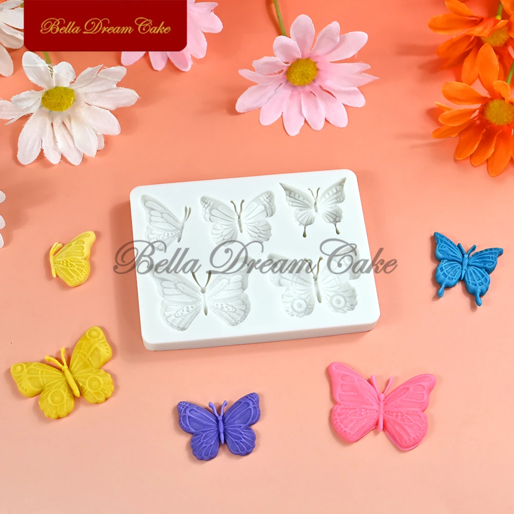 Mini molde de silicona con diseño de mariposa 3D, molde de Chocolate Fondant, modelo de arcilla DIY, herramientas de decoración de pasteles de boda,