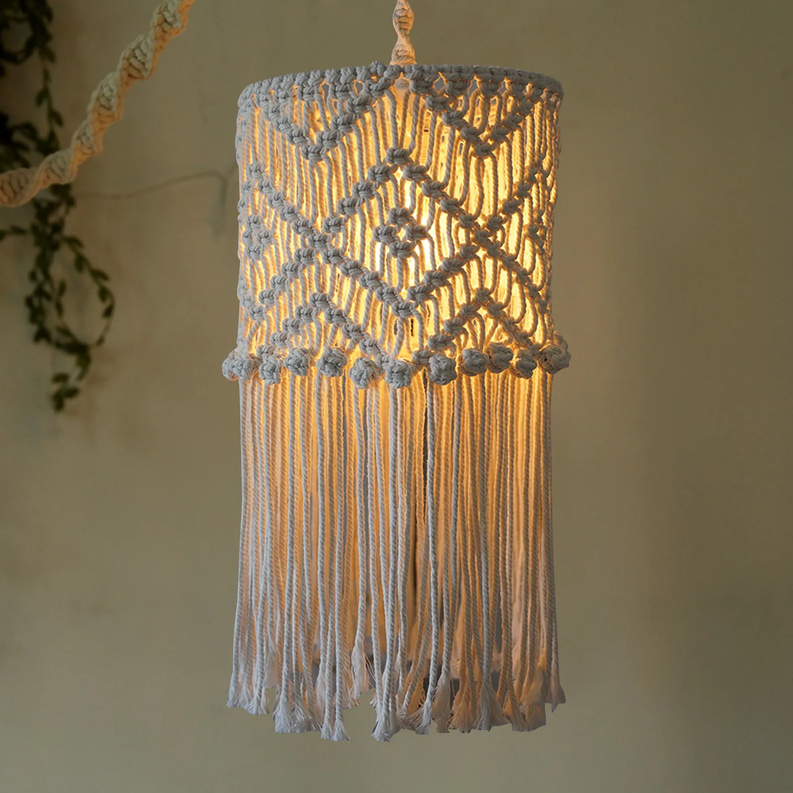 Klosz do lampy Macrame klosz do lampy Boho zawieszki wisiorek pokrywa na światła ręcznie tkane dekoracje cień na dom pokój dziecięcy dekoracja do