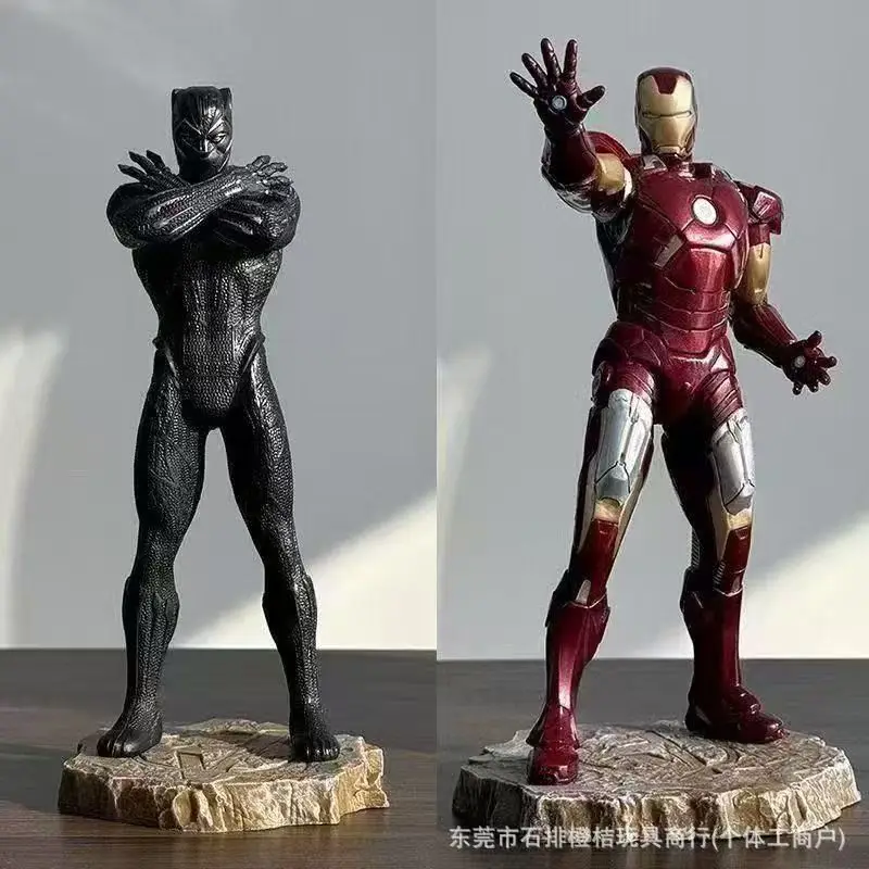 

New Marvel Avengers Iron Man & Black Panther Action Figures Pvc Statue Desktop Ornament Collection Model Toys Gifts For Fans