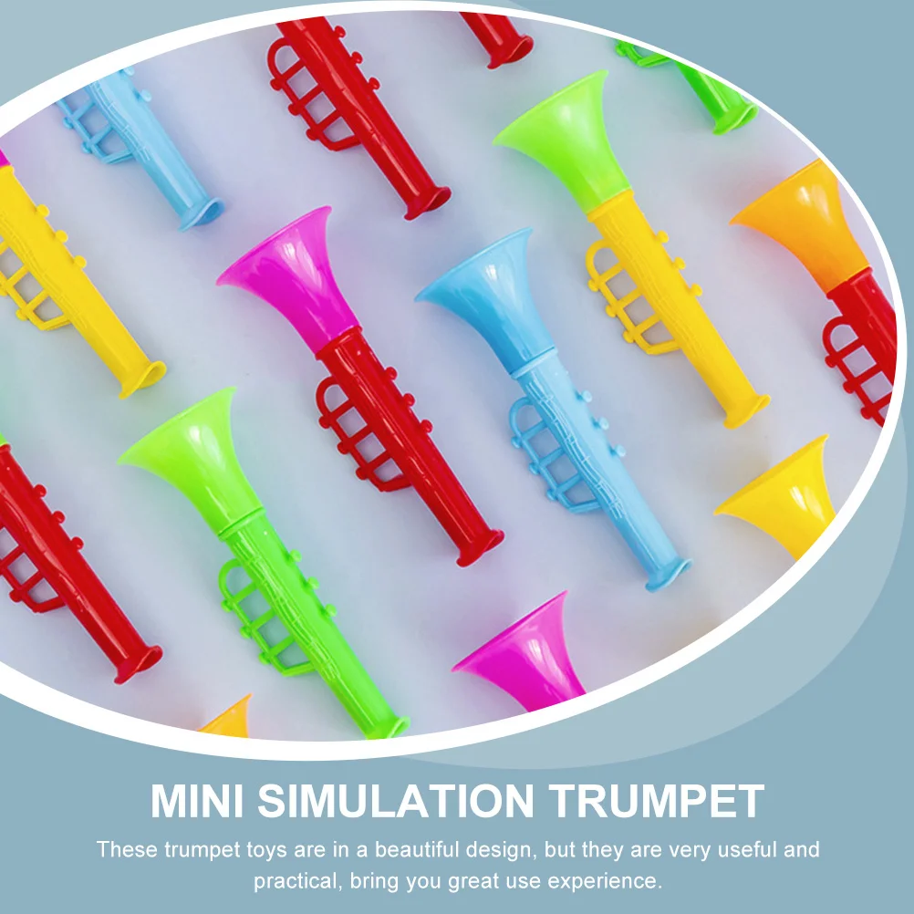 20 stks Mini Plastic Trompet Speelgoed voor Kinderen Veilig Lichtgewicht Kleurrijke Baby Muziekinstrumenten Leuk Cadeau Blaas Luid Geluid