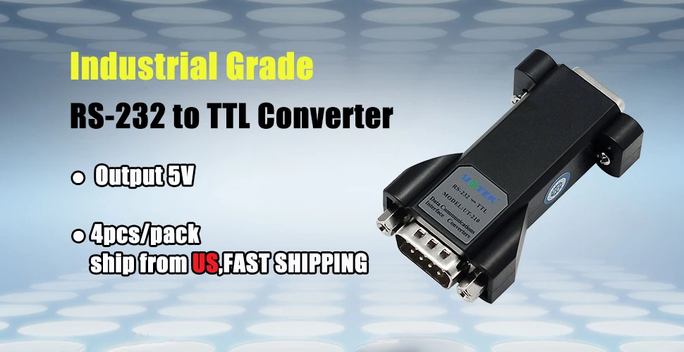 UOTEK Industrial Grade RS-232 RS232 to TTL Converter Output 5V COM DB9 Connector Adapter Supports All Operating System UT-210