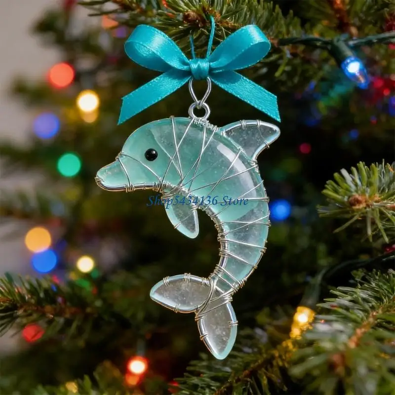 H7ED （1-Piece）Acrylic Wall Decor Sea Animal Hanging Ornament Set with Dolphin, & Whale Designs, Coastal Themed Home
