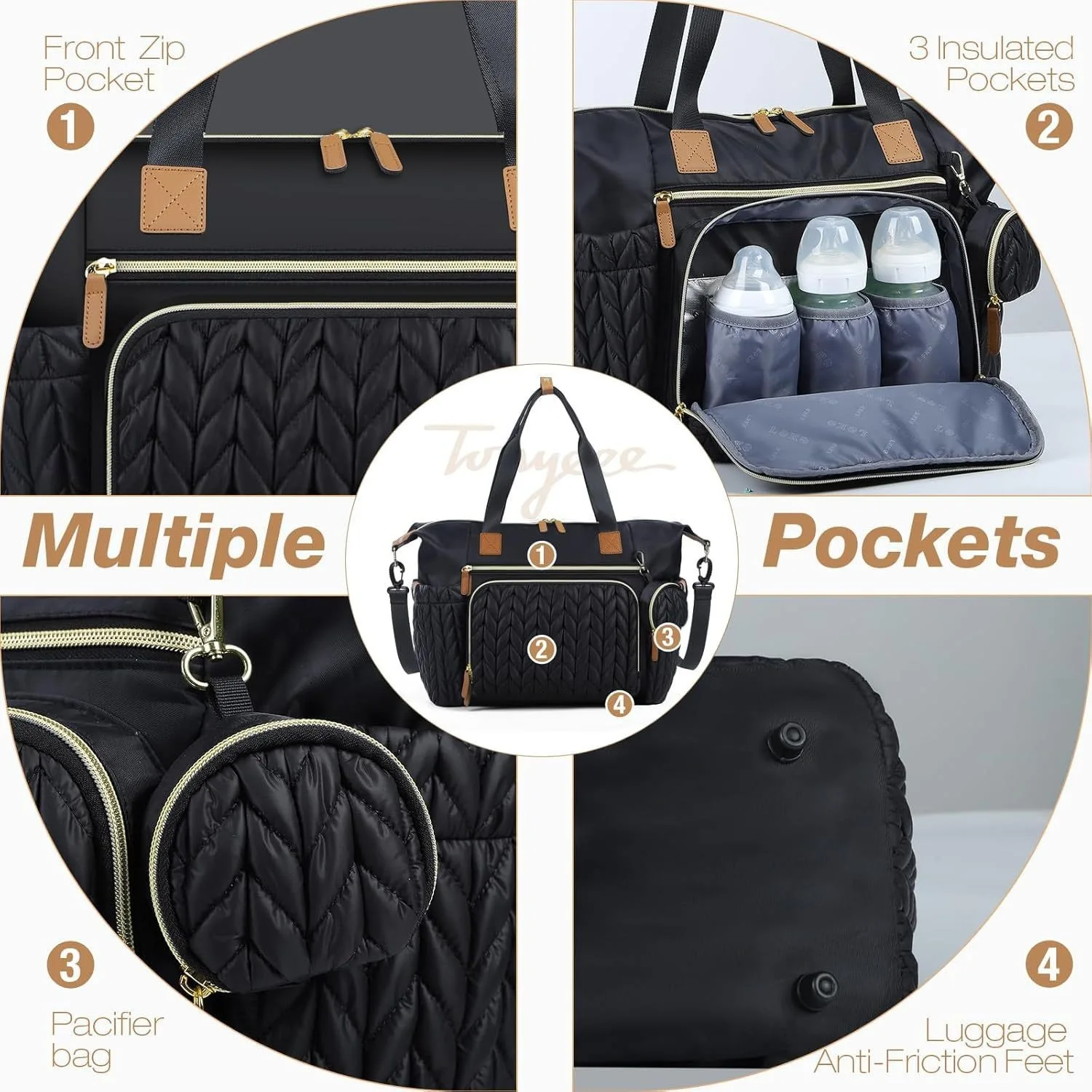 Multifunctional Large Capacity Mother Crossbody Bag For Travel Baby Nappy Maternity Hobos Diaper Tote Bag With Changing Pad