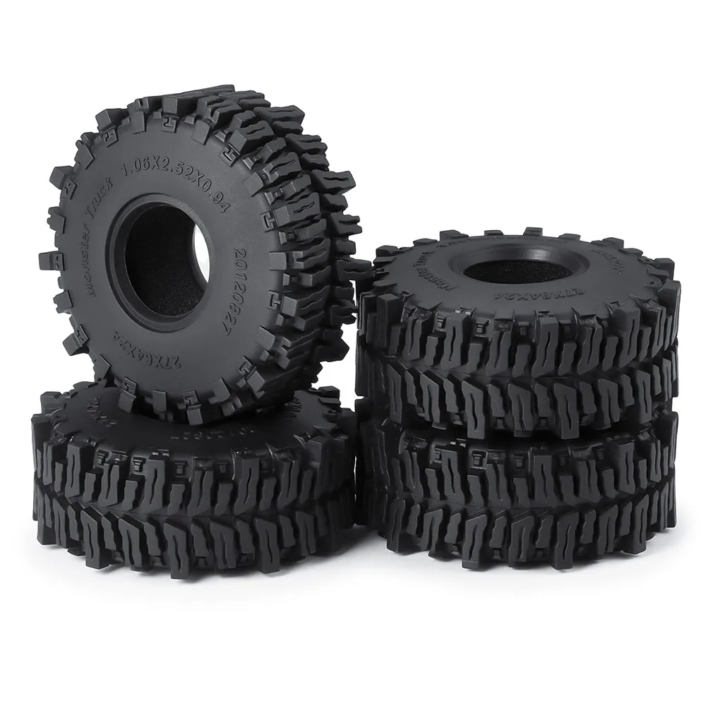 Yeahrun 4 pneus de borracha de 1.3 ", pneus de roda de terreno de lama de 1.1 unidades para peças 1/18 1/24 micro crawler trx4m axial scx24 fms fcx24