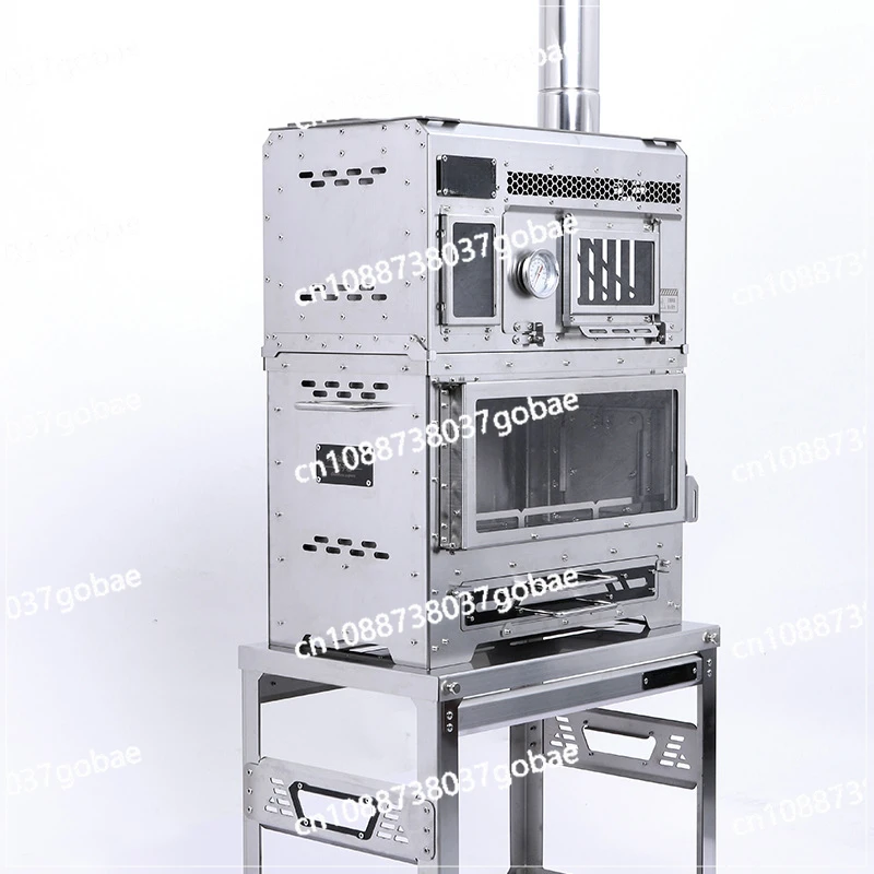 

Outdoor Camping Stainless Steel Wood Stove Portable Heating Stove Picnic with Oven Set