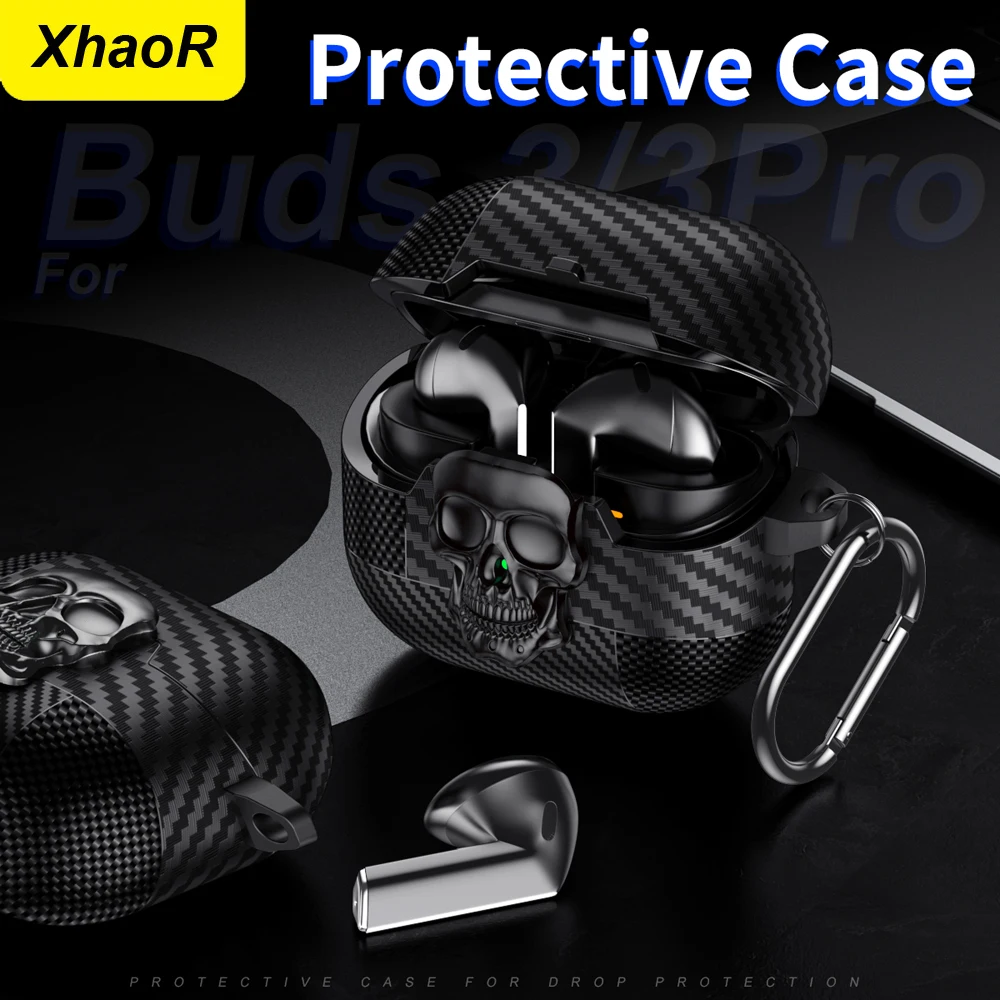 New Rotating Lock Buckle Earphone Protector Case For Samsung Galaxy Buds3 / Buds 3 Pro Case Protective Sleeve Cover With Keyring