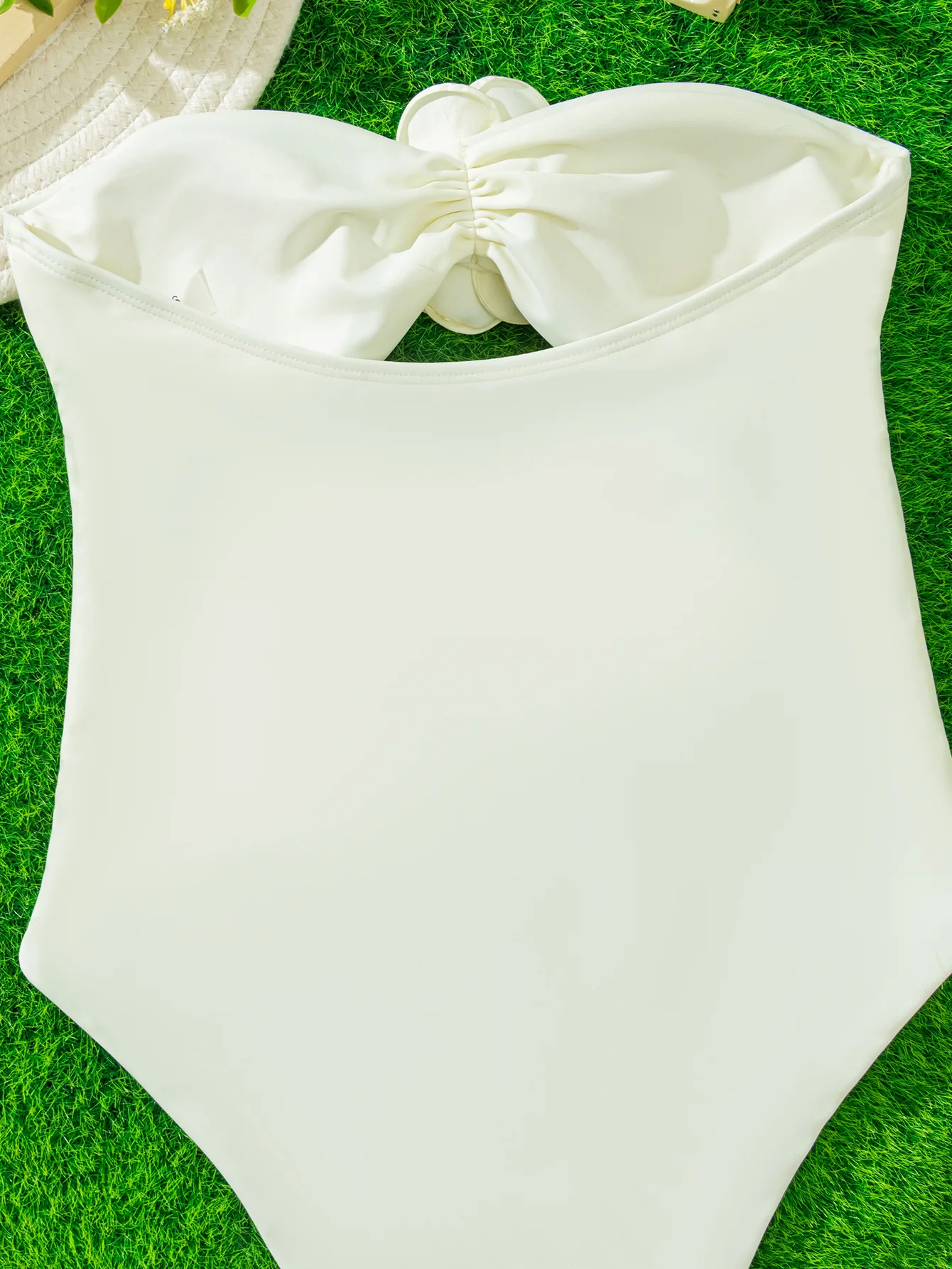 Sexy 3D flor bege biquínis uma peça oco bandeau maiôs bodysuits tanga banho Biquini conjunto de biquíni tankini