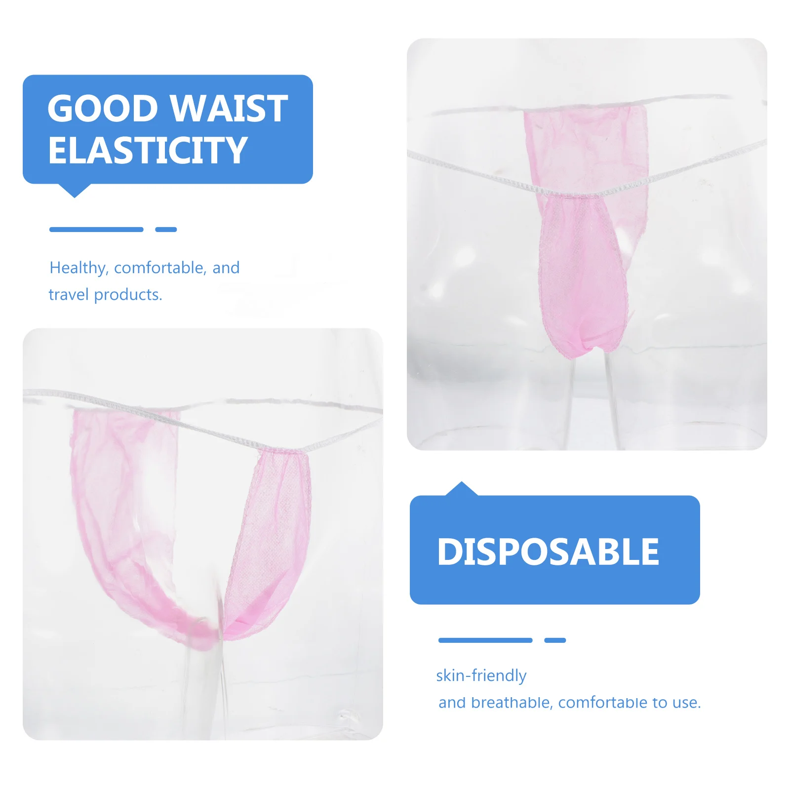 

50 pcs Disposable Briefs for Women Non Woven Breathable T Crotch Underwear Spa Sweat Elastic Portable Sanitary Panties