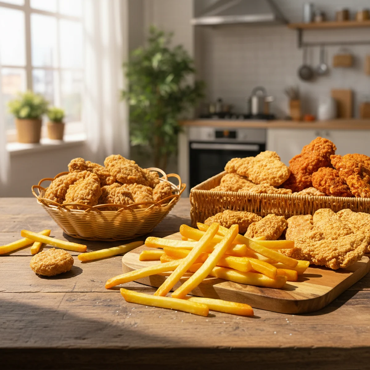 PVC Fake Fried Chicken & French Fries Fake Food Set - Realistic Fast Food Model for Restaurant Display, Kitchen Decor & Photo